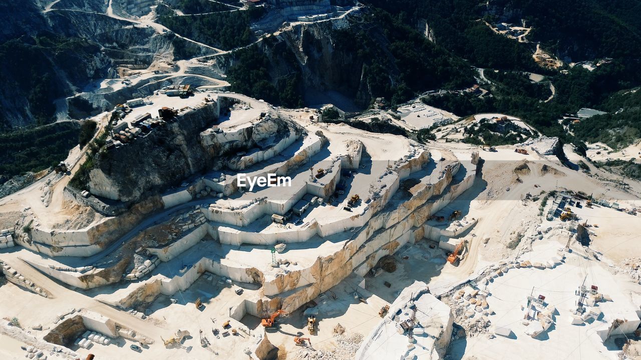 High angle view of marble quarry