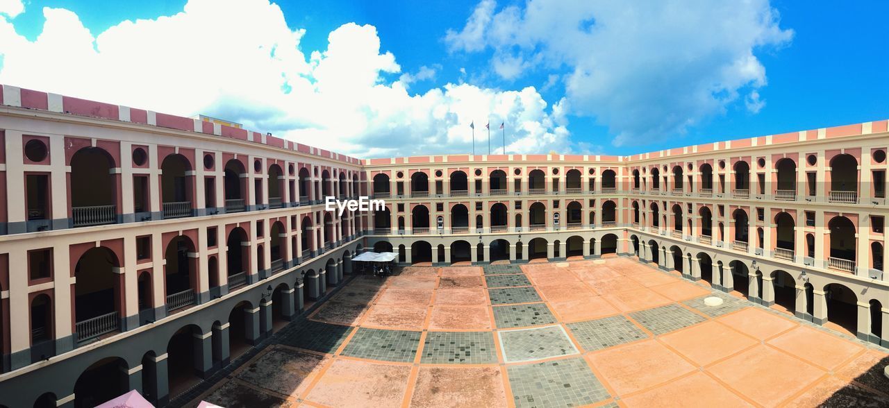 High angle view of old military barracks