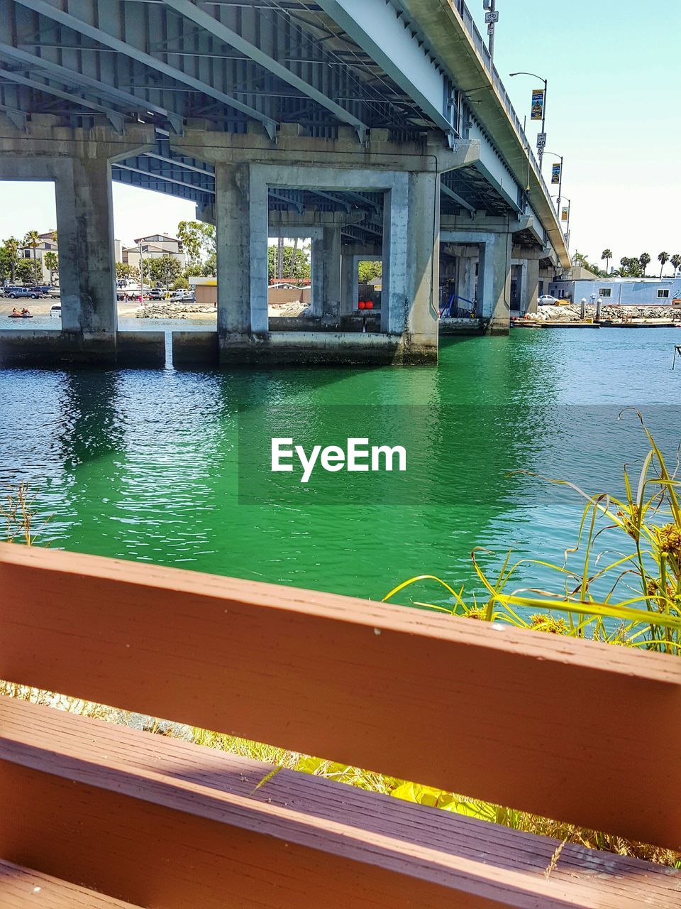 View of bridge over river in city