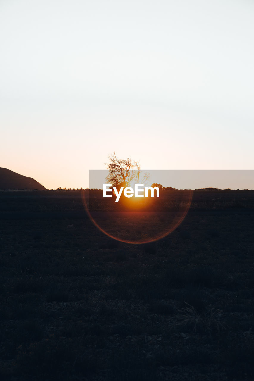 Scenic view of field against sky during sunset