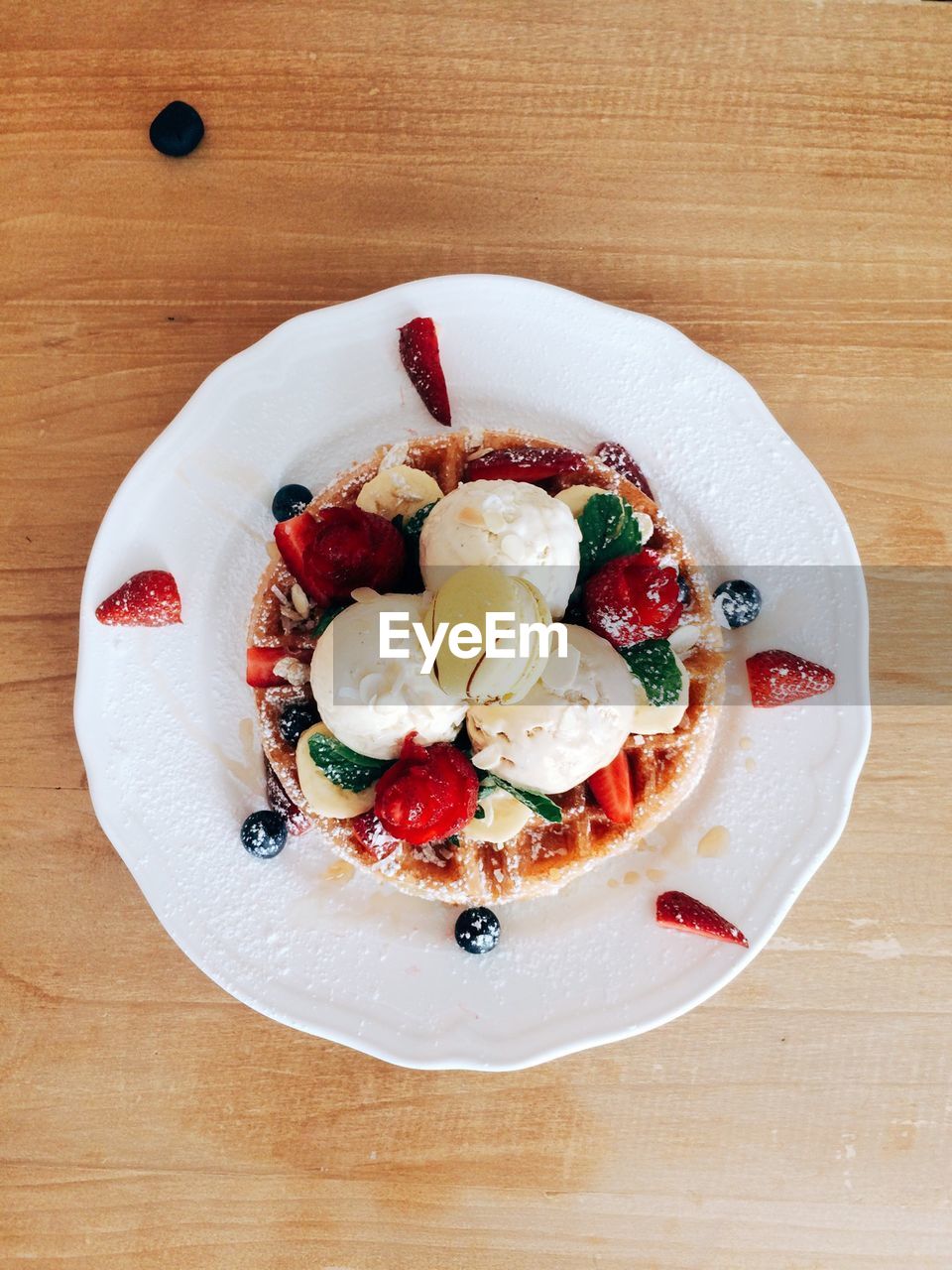 Close-up overhead view of dessert in plate