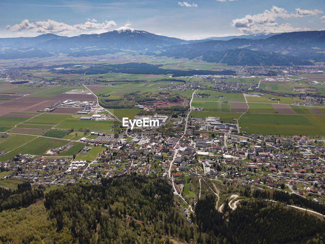 HIGH ANGLE SHOT OF TOWNSCAPE