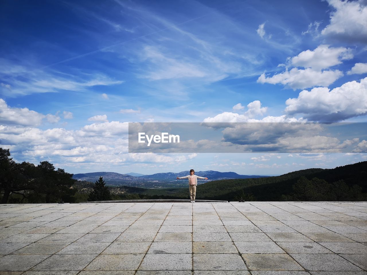 Full length of boy standing against sky