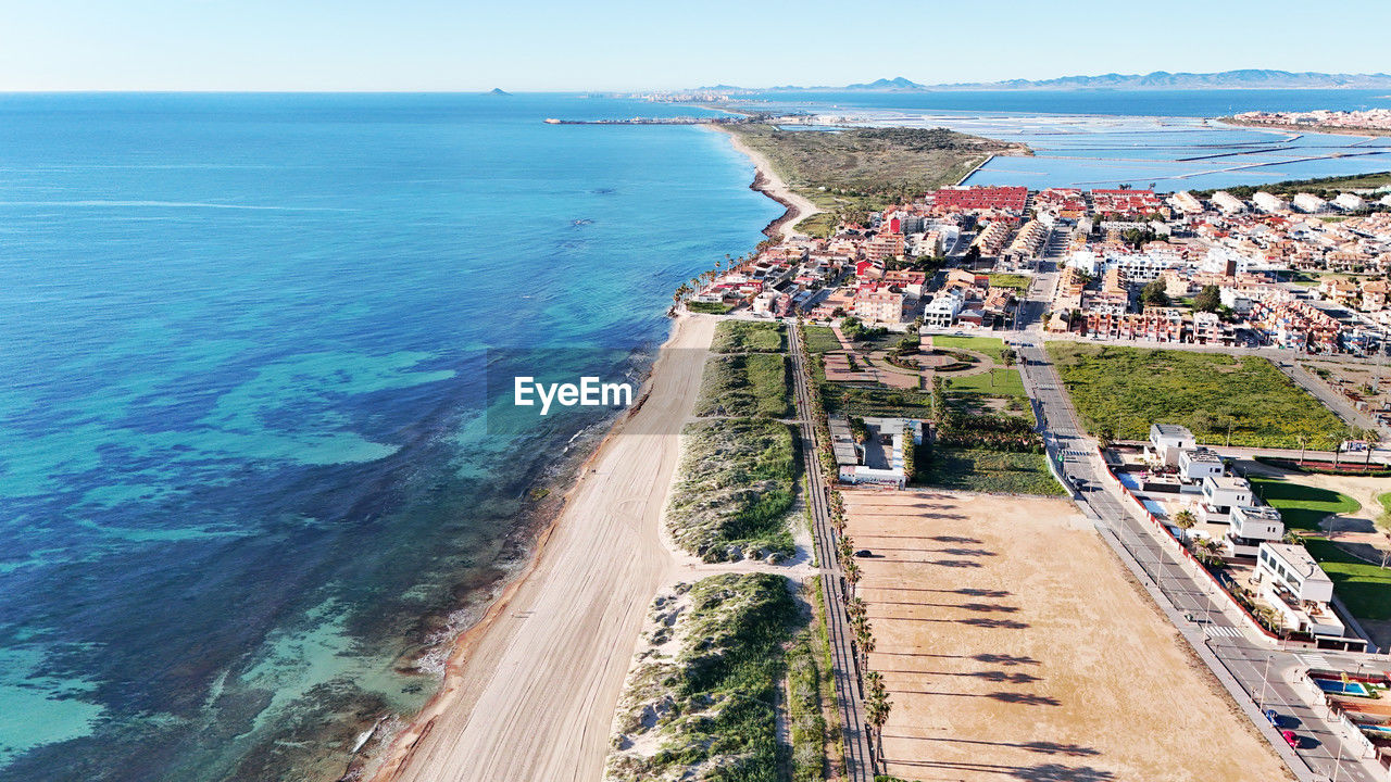 high angle view of beach against sky