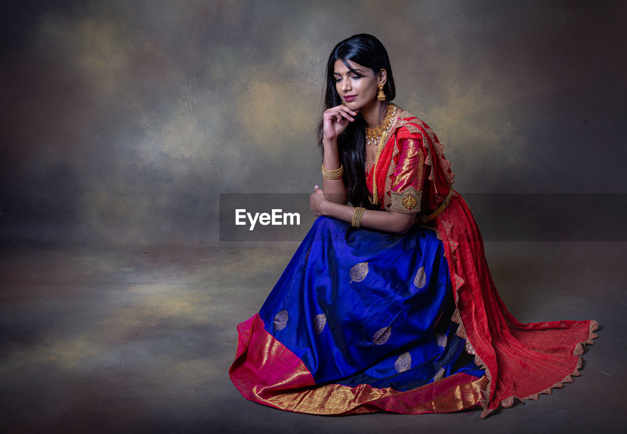 Indian girl portrait in saree for lights festival diwali