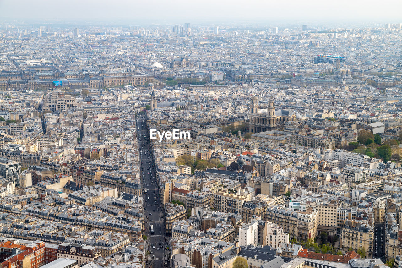 Aerial view from tour montparnasse at the city of paris, france