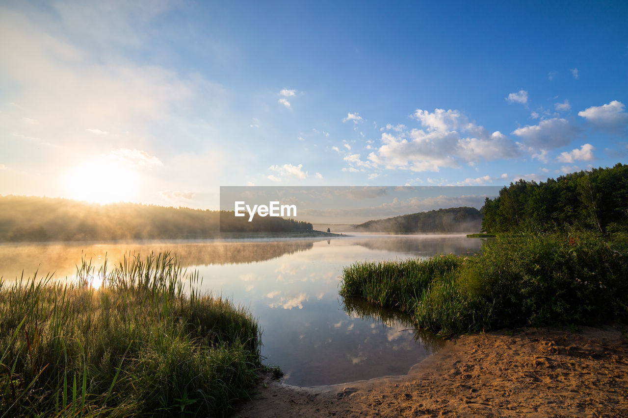 Scenic view of lake against sky