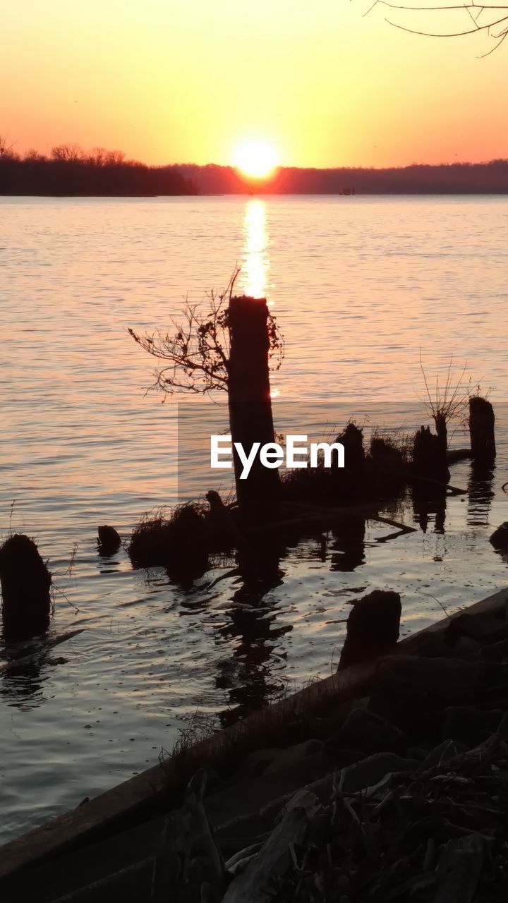 SCENIC VIEW OF LAKE DURING SUNSET