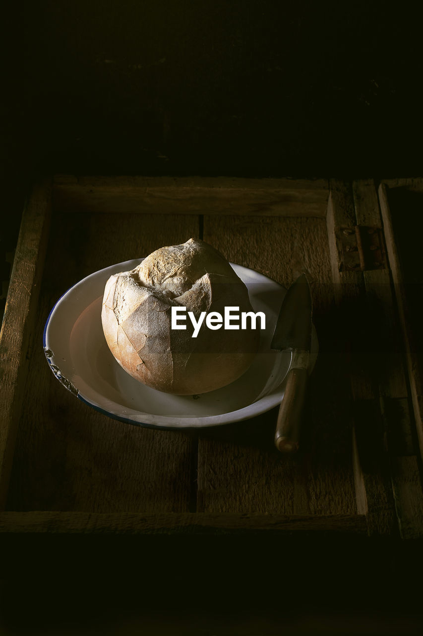 High angle view of breakfast on table