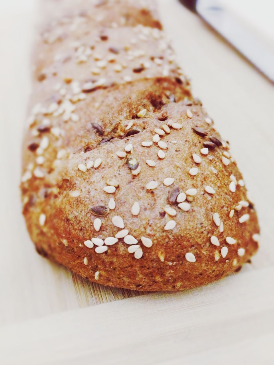 Close-up of baguette on table