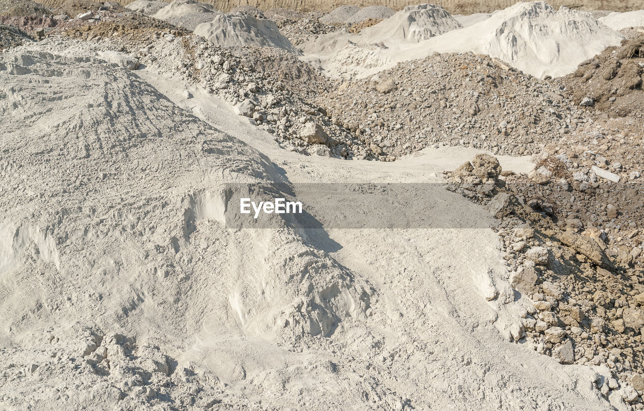 HIGH ANGLE VIEW OF SNOW CAPPED LAND