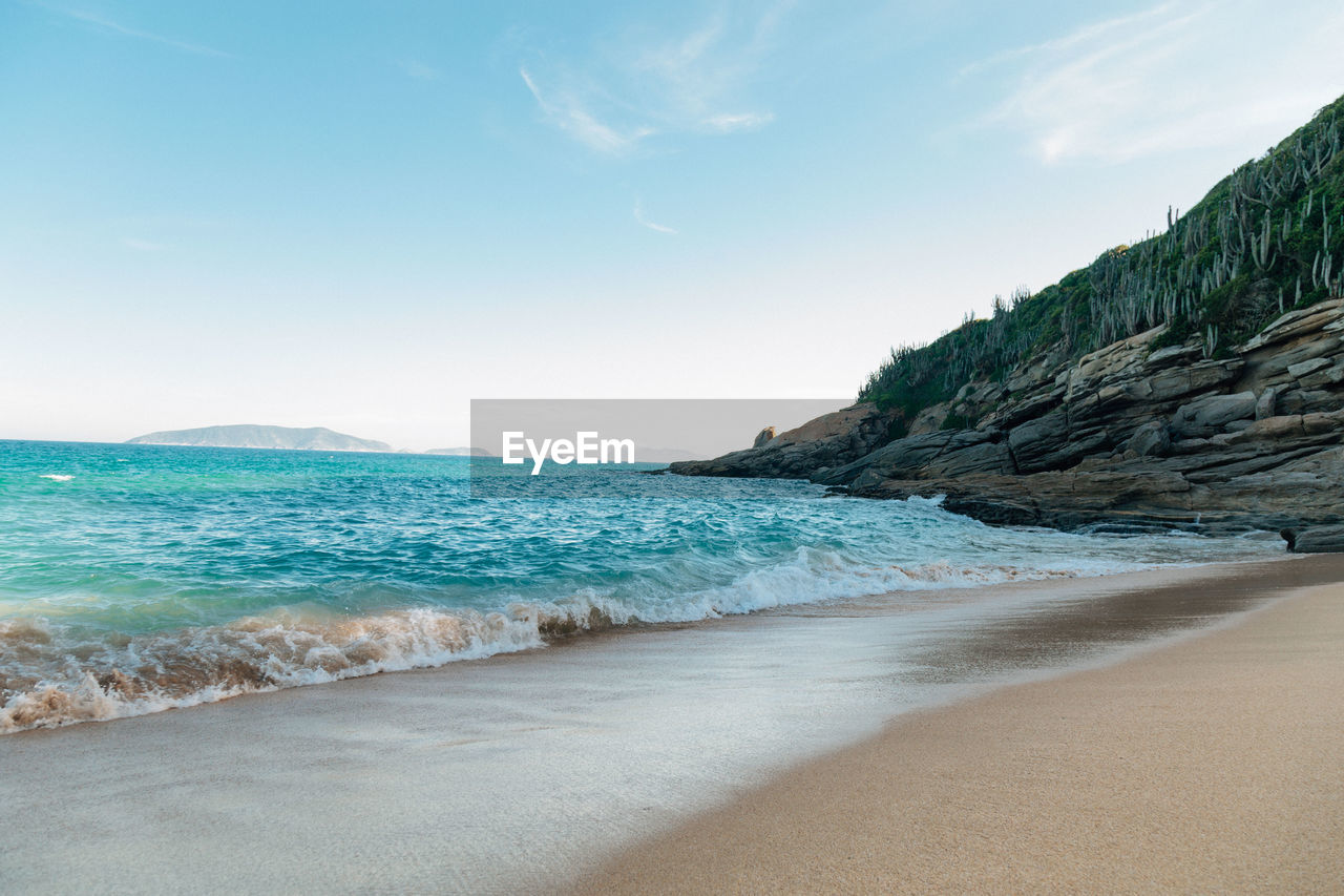 Scenic view of beach against sky