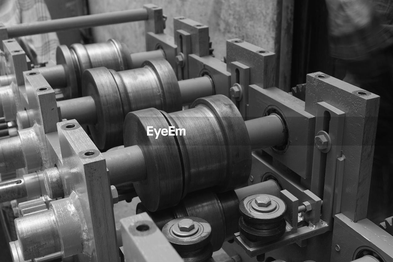 close-up of dumbbells in gym