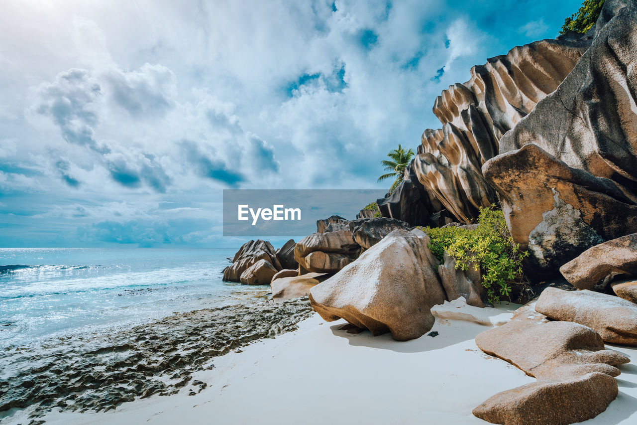 Scenic view of sea against cloudy sky