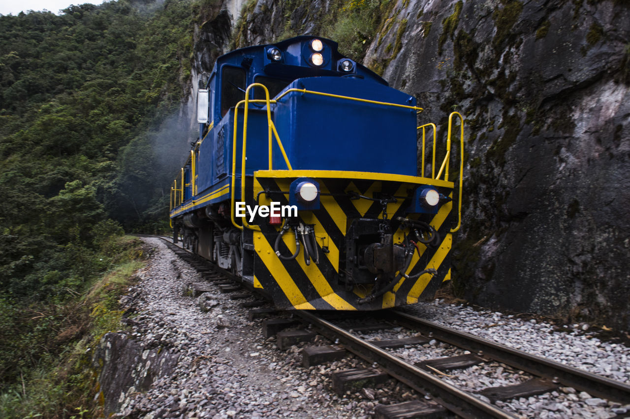 Locomotive on the way to aguas calientes at the base of machu picchu