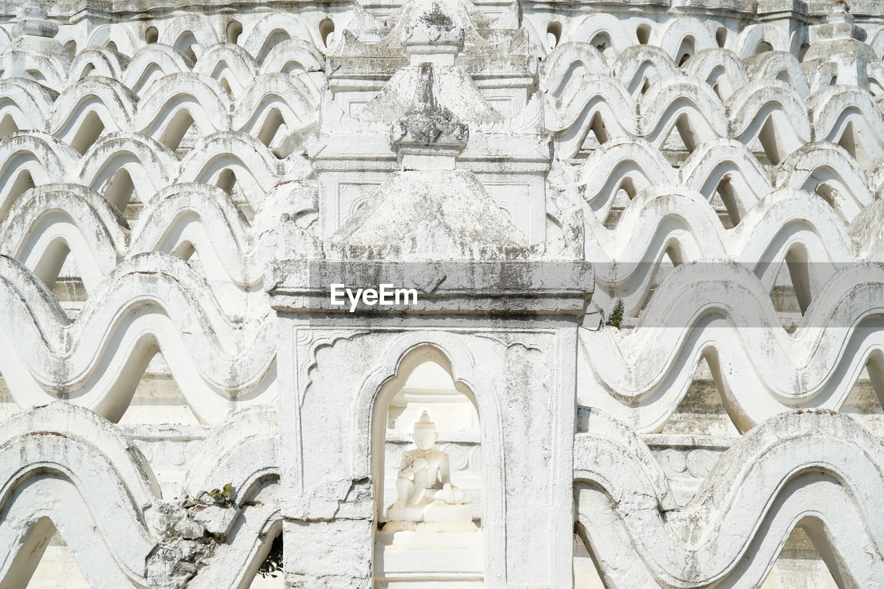 Low angle view of ornate pagoda in mingun, mandalay