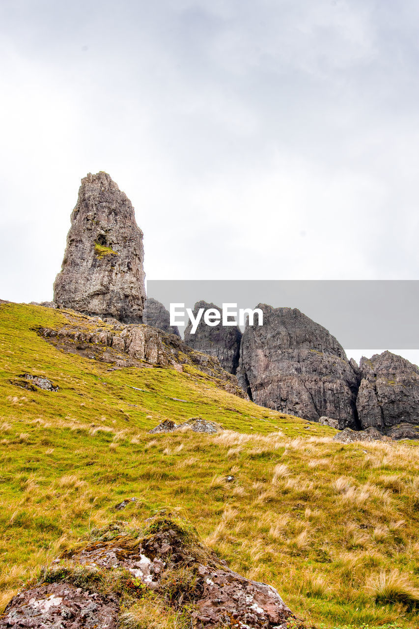 The old man of storr rock formation. isle of skye, scotland.