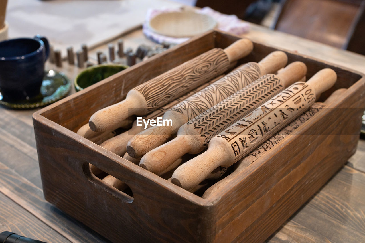 high angle view of food on table