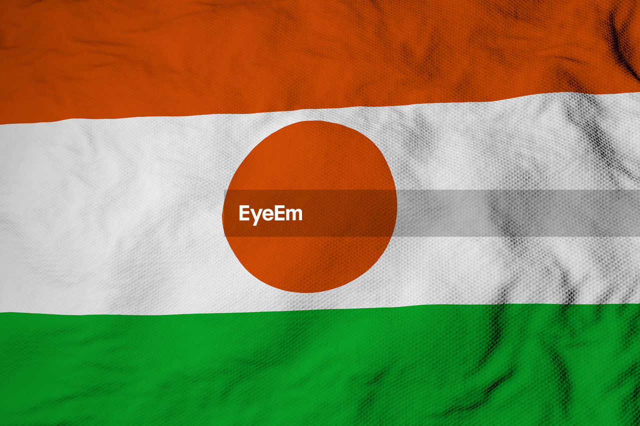 Full frame close-up on a waving flag of niger in 3d rendering.
