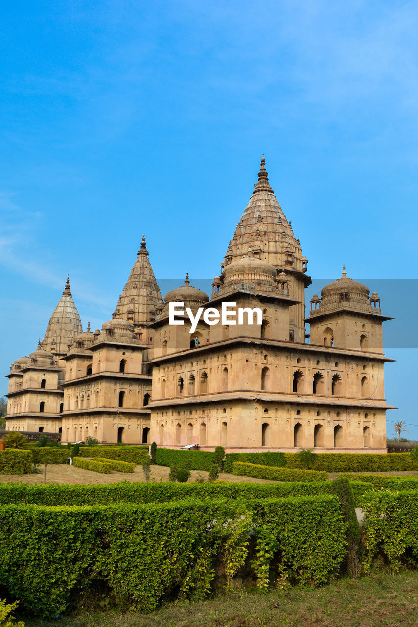 View of royal cenotaphs of orchha, madhya pradesh, india.