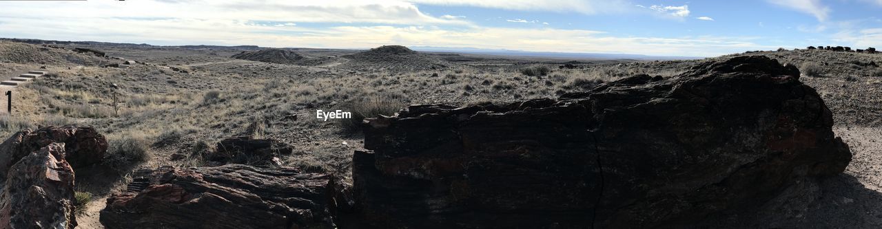 PANORAMIC VIEW OF ROCK FORMATION AGAINST SKY