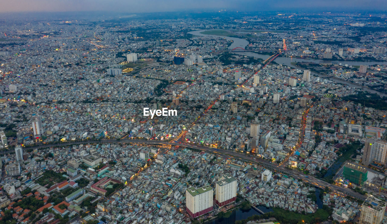 HIGH ANGLE VIEW OF CITY STREET DURING RAINY SEASON