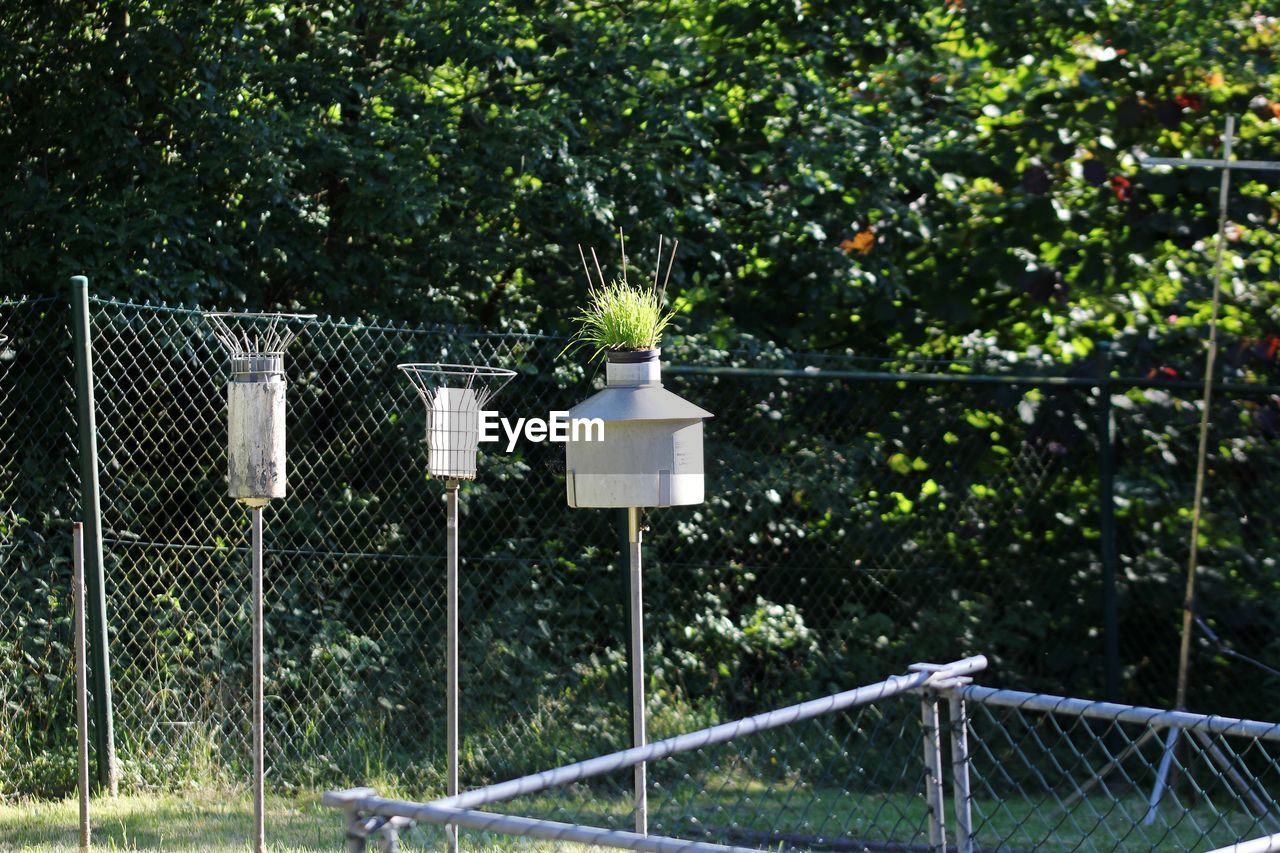 METAL FENCE BY TREES