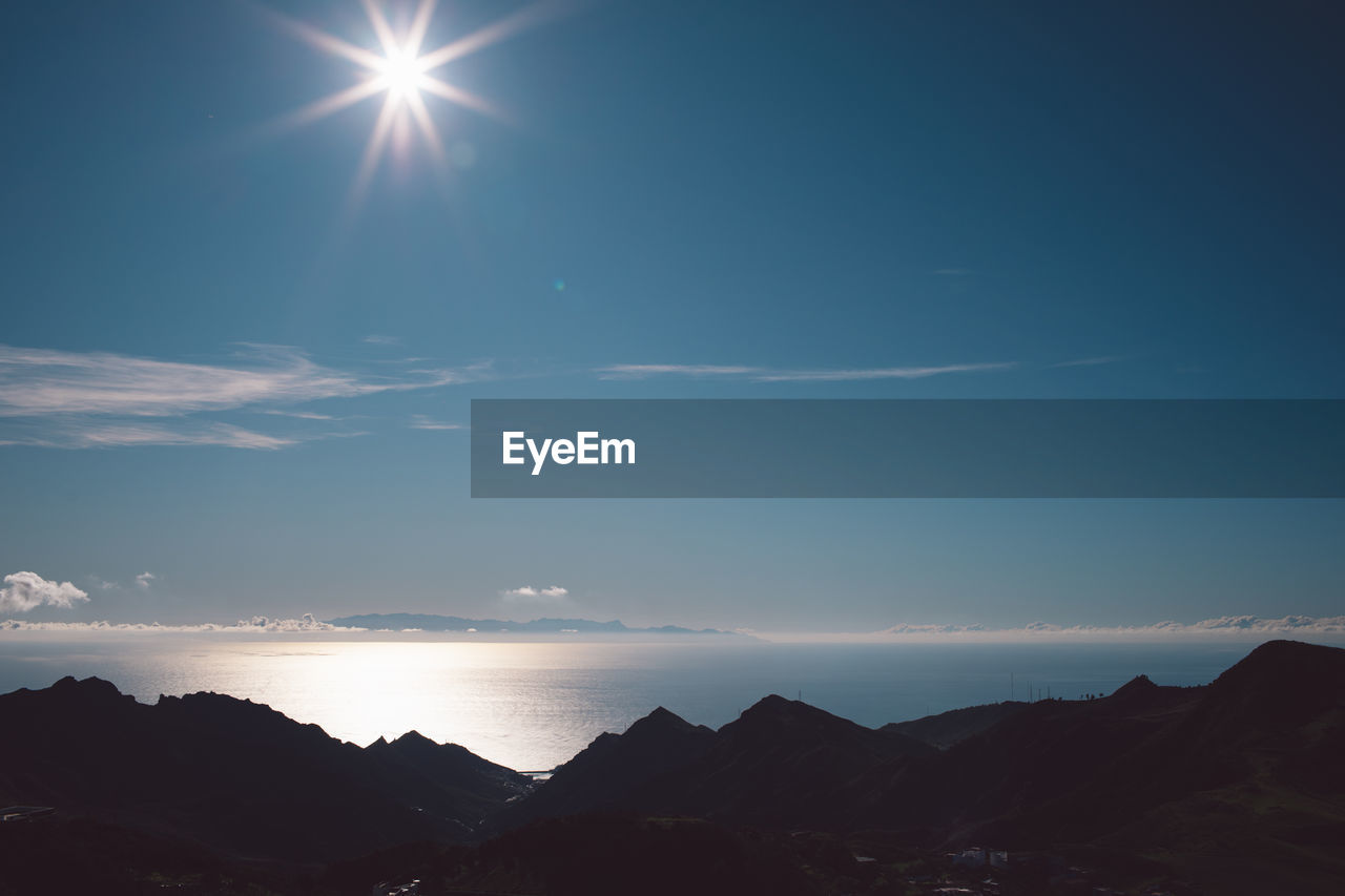 Scenic view of silhouette mountains against sky