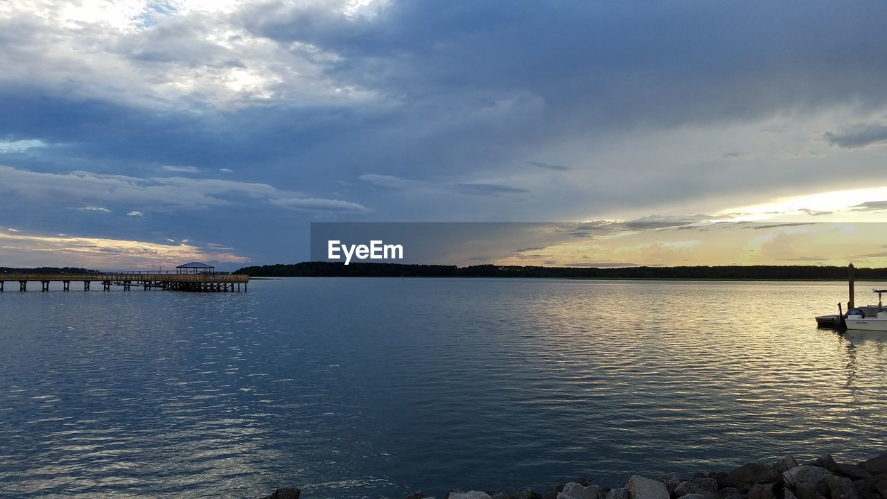 SCENIC VIEW OF SUNSET OVER LAKE