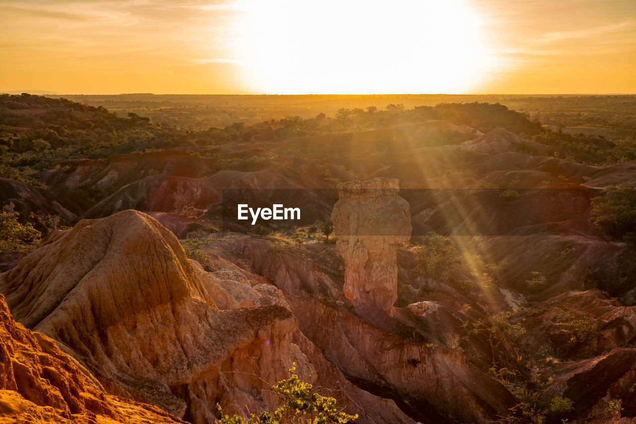 Rock formations at marafa depression - hell's kitchen at sunset in malindi, kilifi county, kenya