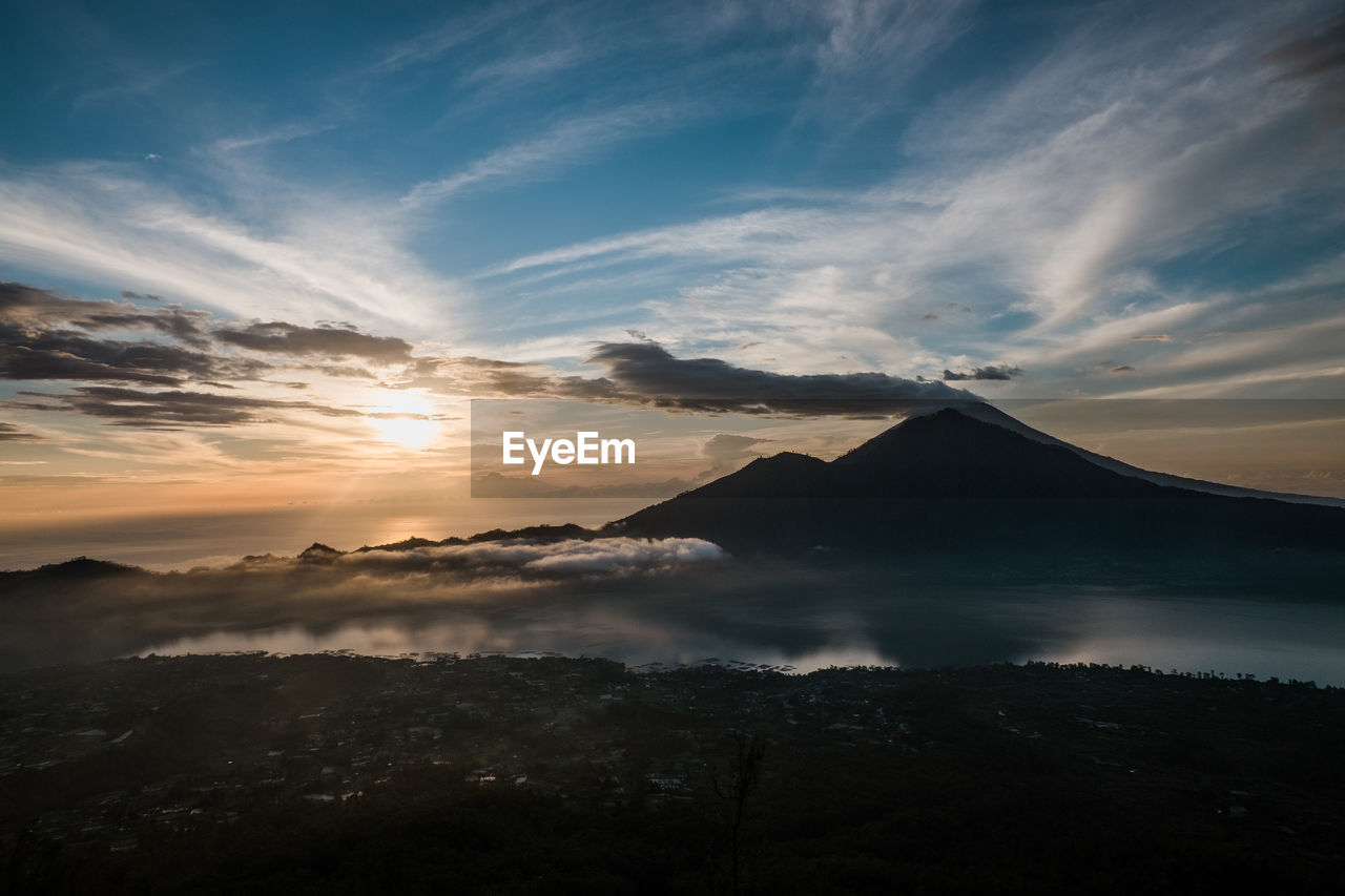 Scenic sunrise from mount batur