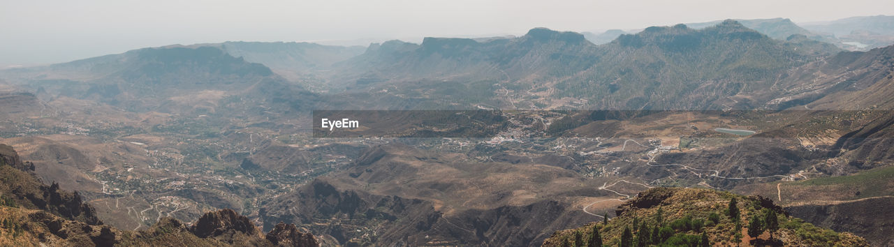 Aerial view of mountains against sky