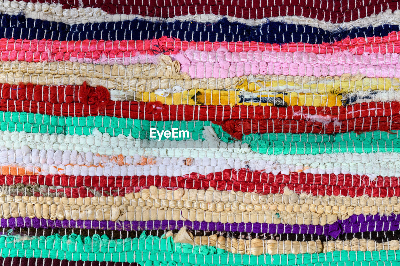 Full frame shot of colorful doormat