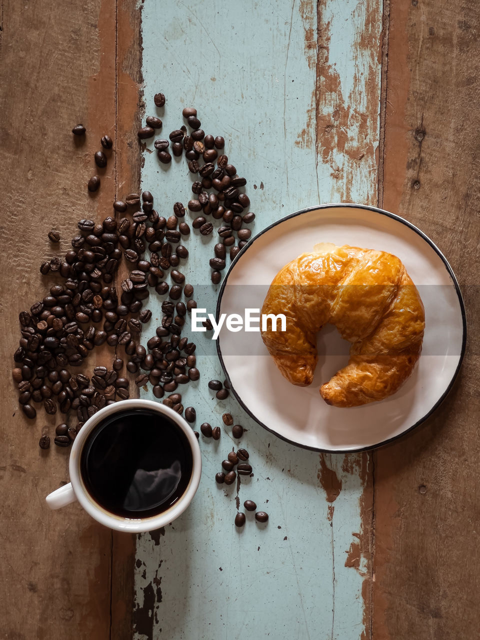 Directly above shot of breakfast served on table