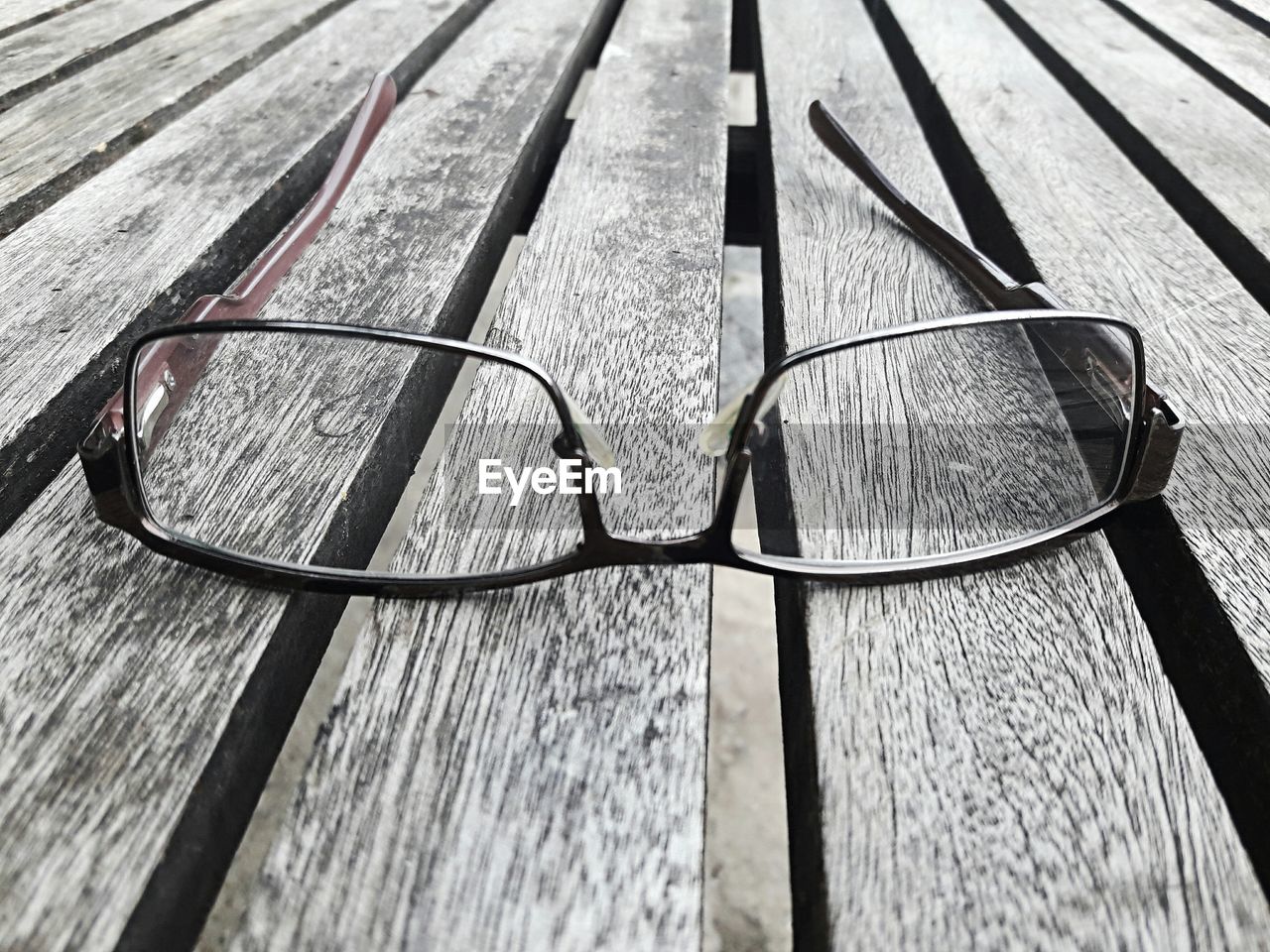 Close-up of eyeglasses on table