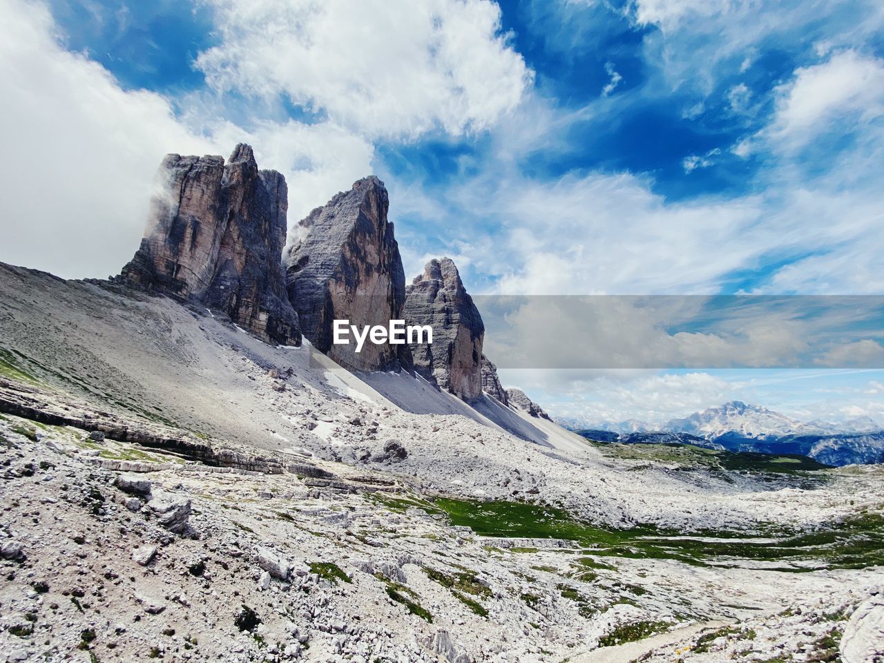 Rock formations on landscape against sky