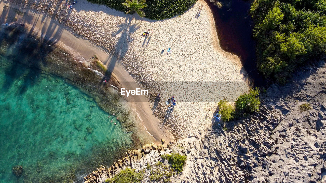 High angle view of tropical beach from a drone