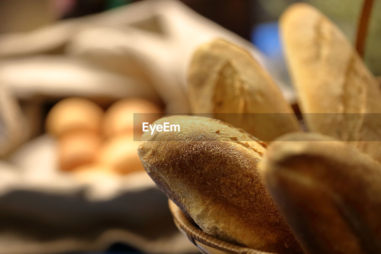 High angle of bread in basket