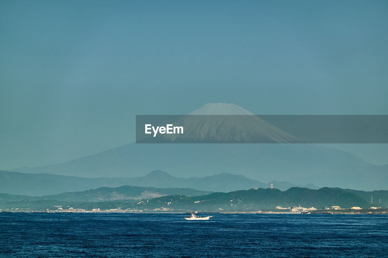 Scenic view of sea against blue sky