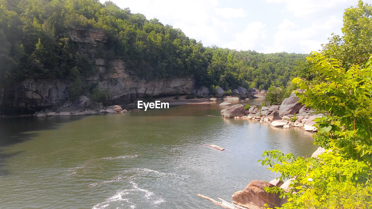 SCENIC VIEW OF RIVER AND MOUNTAINS