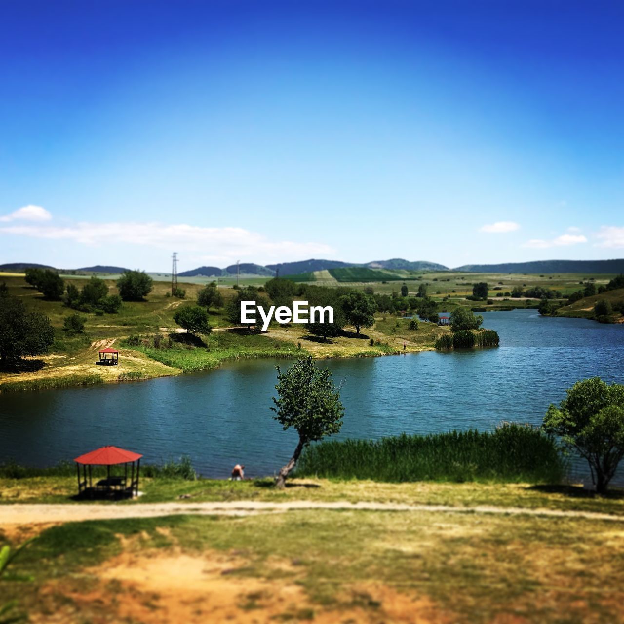 SCENIC VIEW OF LAKE AGAINST CLEAR SKY