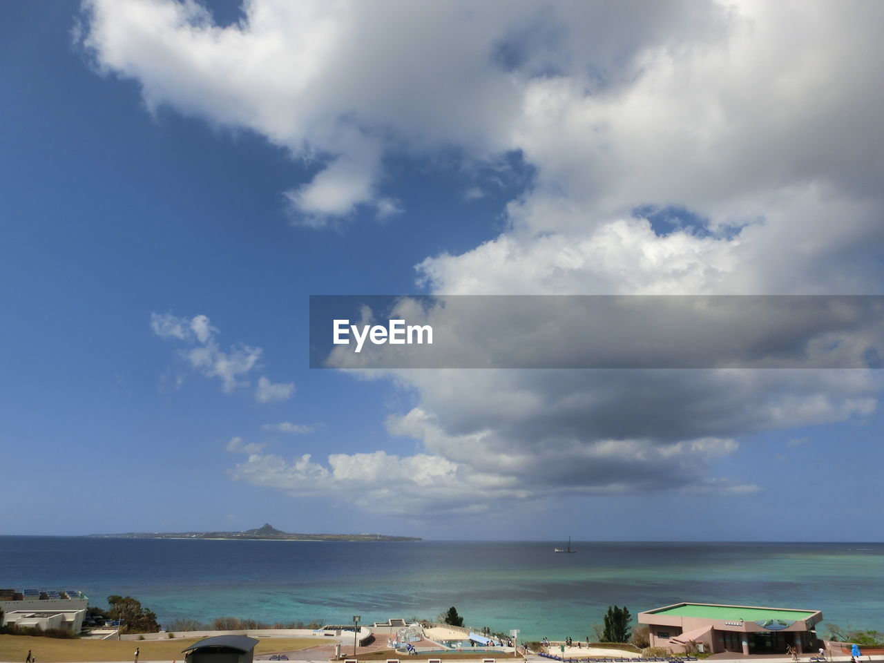 High angle view of sea against sky