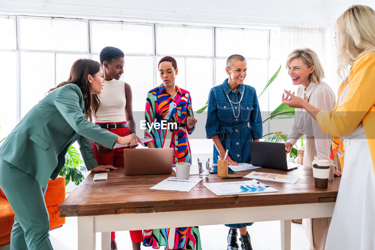 group of business colleagues working at office