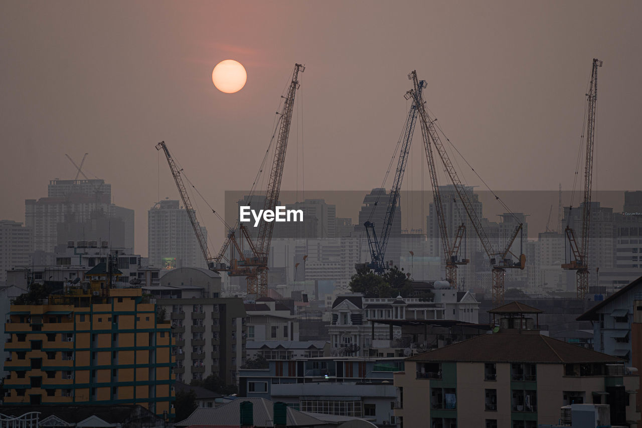Pm2.5 unhealthy air pollution dust smoke in the urban city bangkok