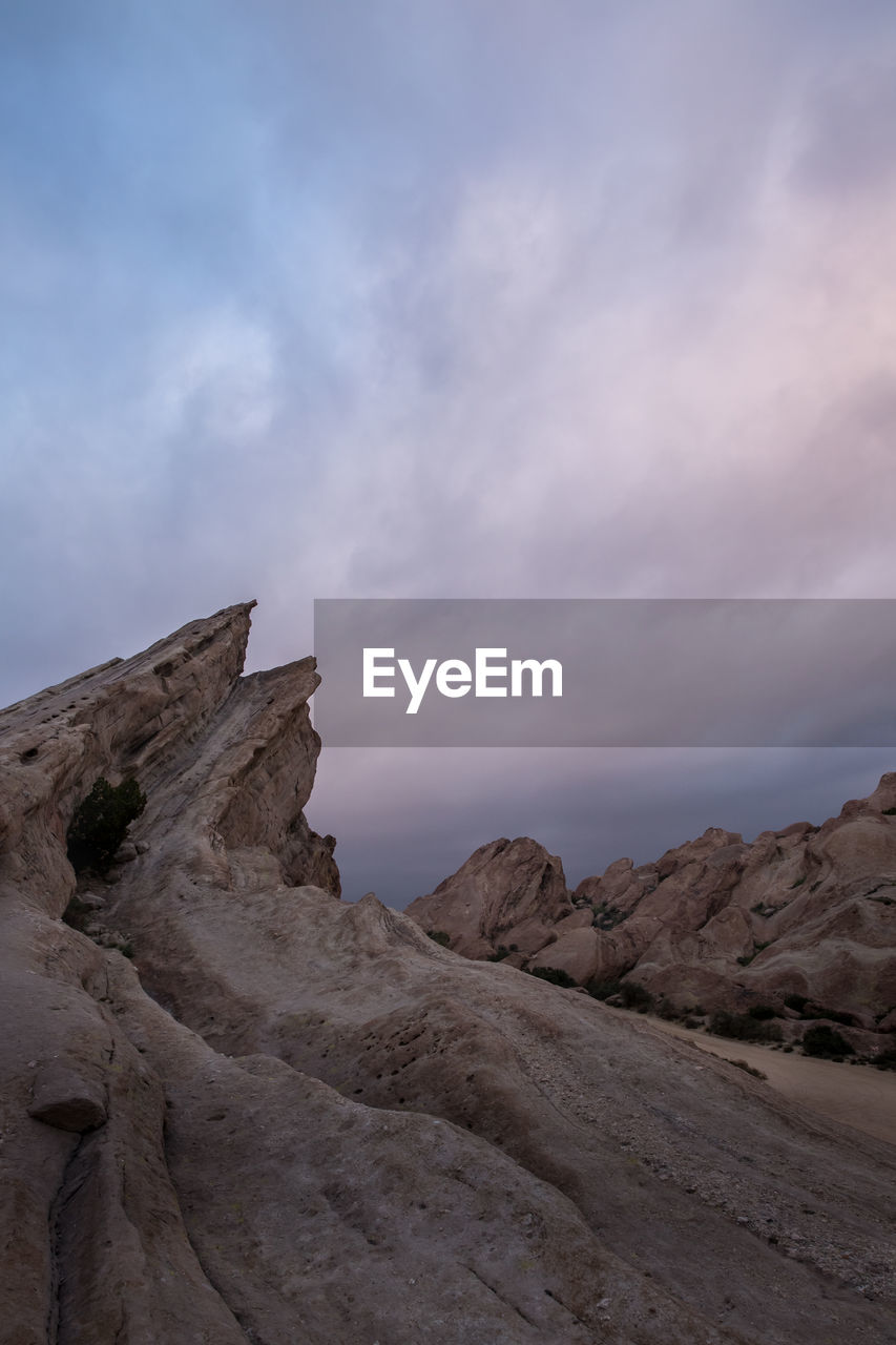 Colorful clouds at sunset above vasquez rocks, california