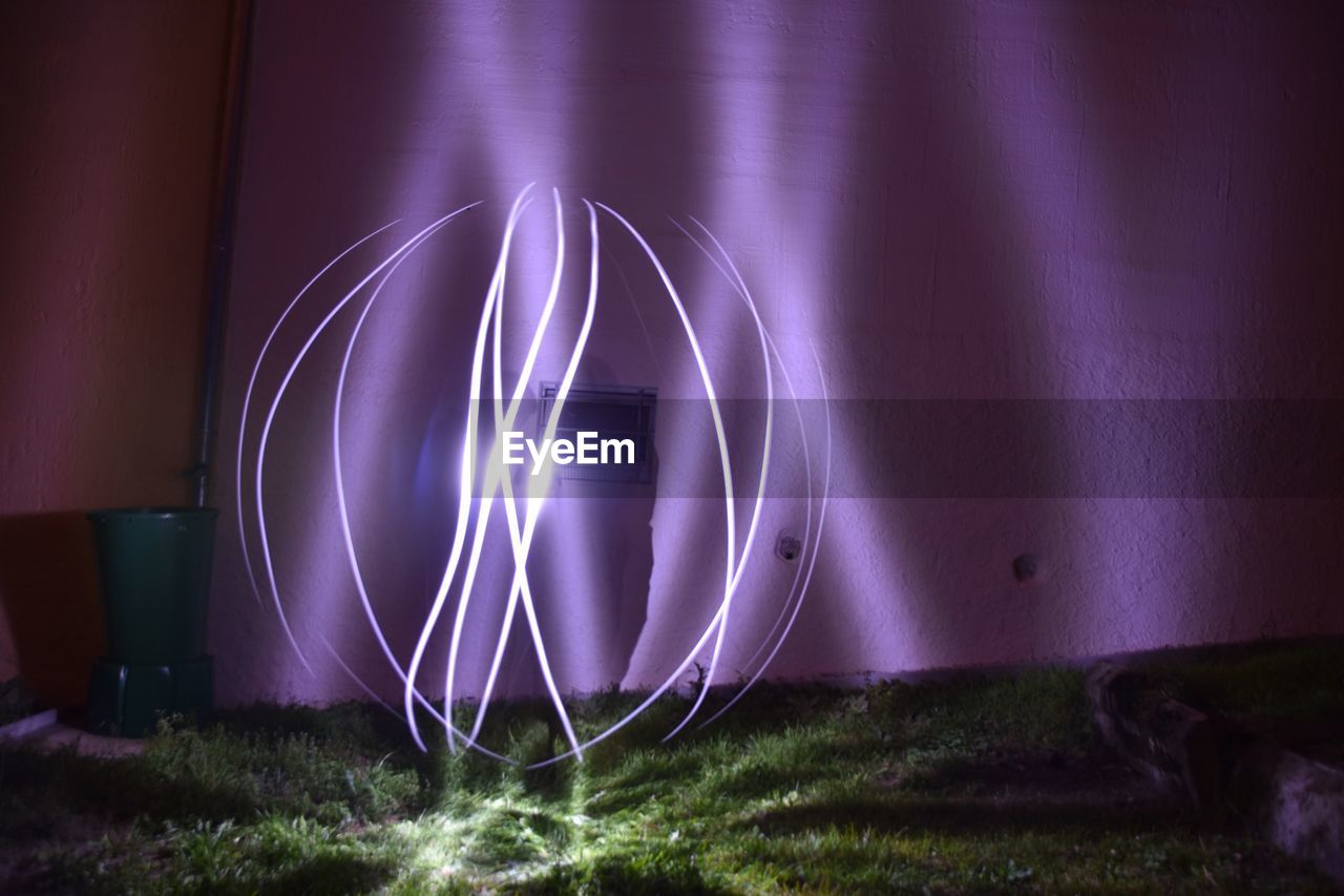 Close-up of light painting at night