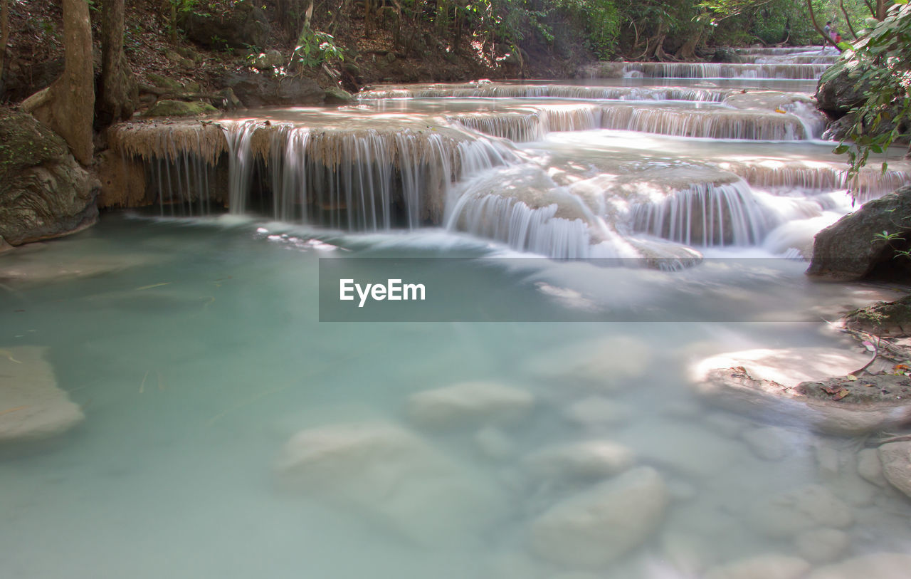 SCENIC VIEW OF WATERFALL IN A FOREST