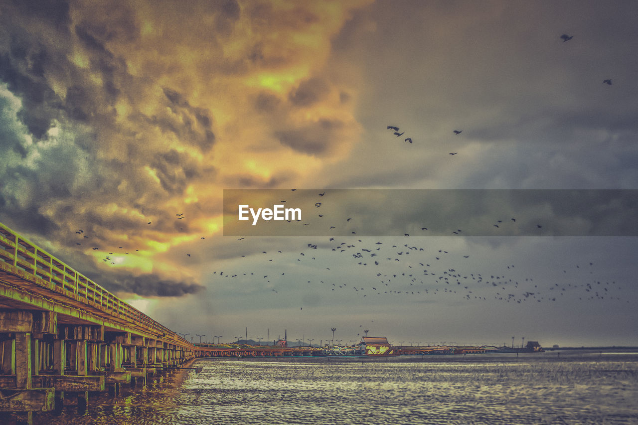 Dramatic sky at seashore