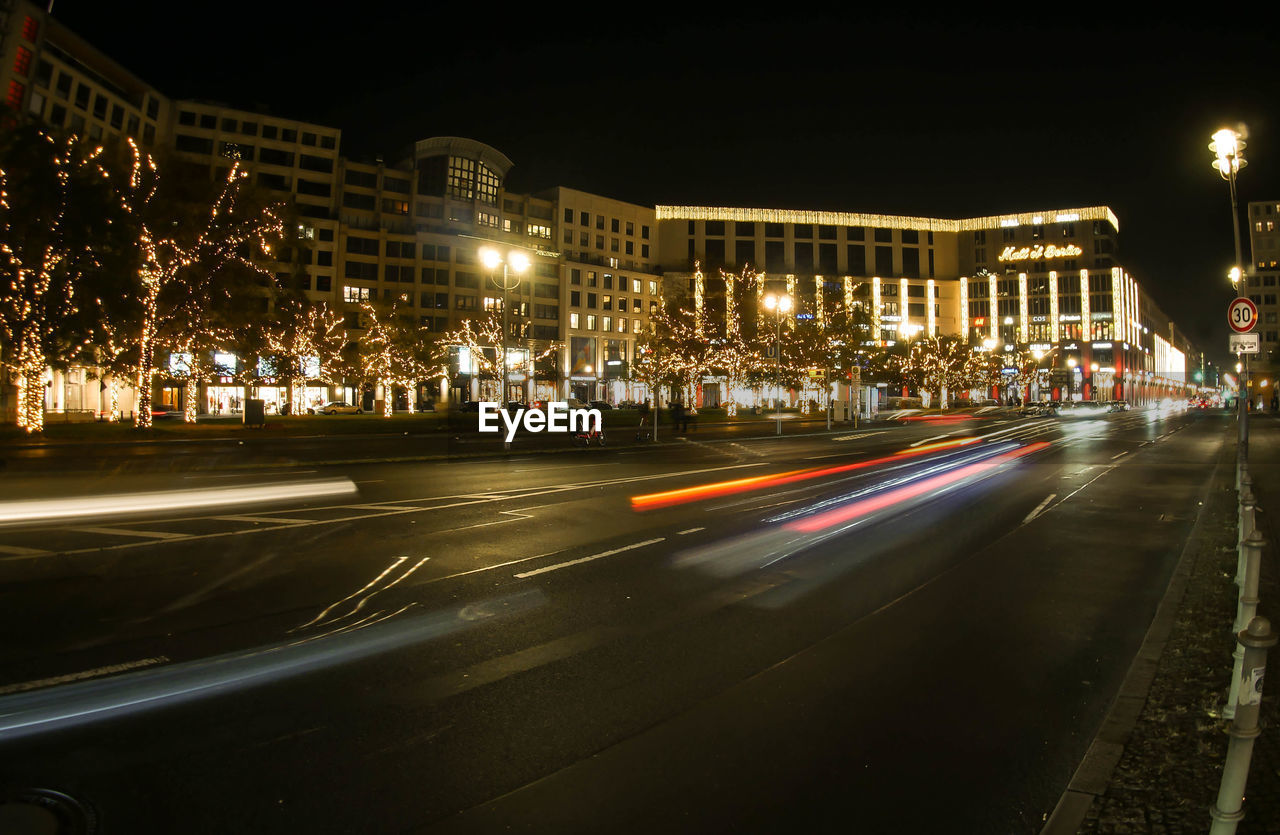 LIGHT TRAILS ON CITY STREET