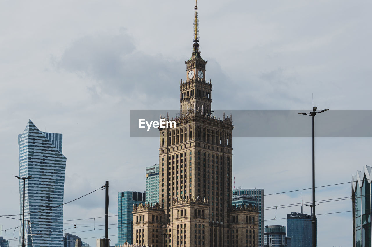 Low angle view of buildings in warsaw, poland